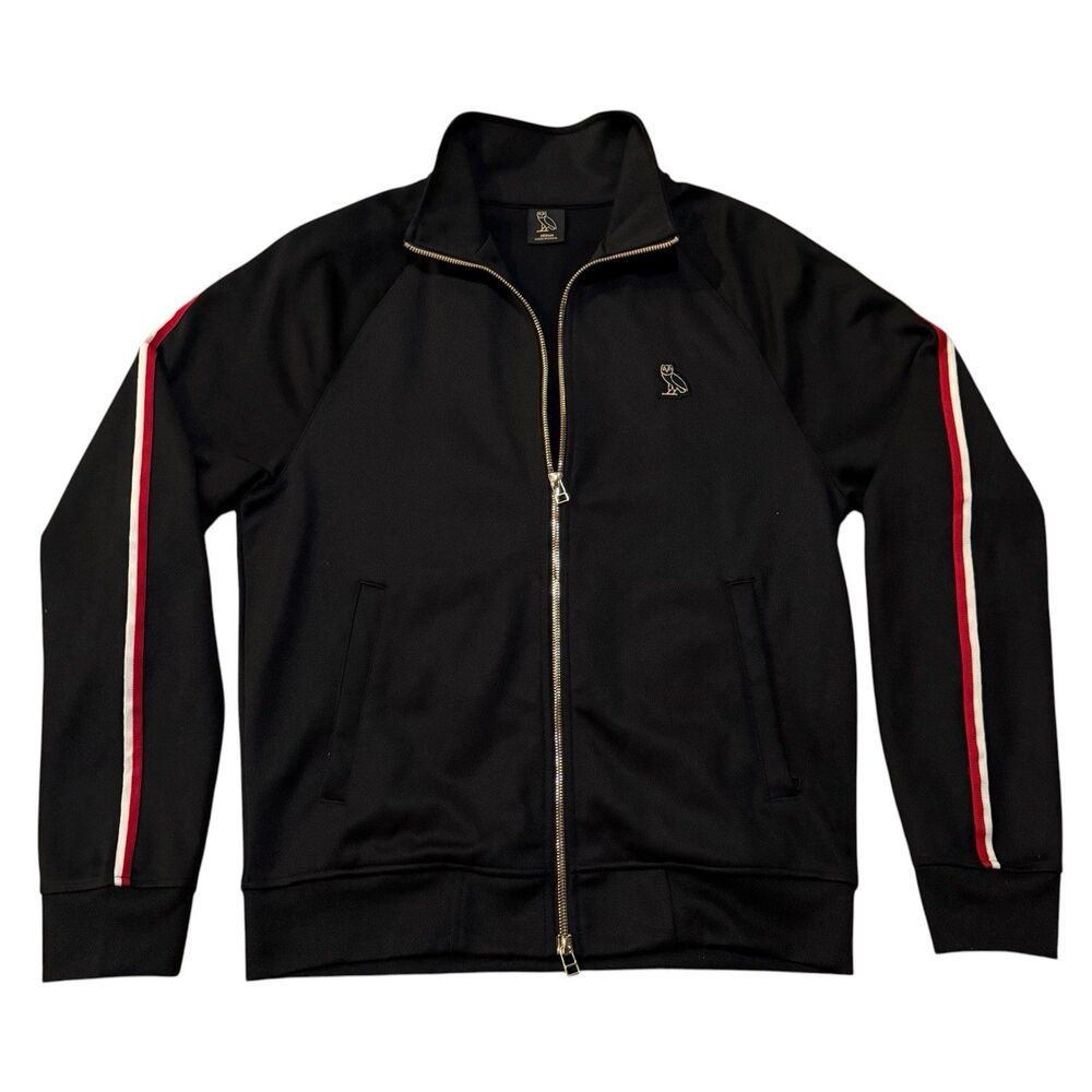 OVO Octobers Very Own Piqué Track Jacket Black Gold Zip Sweatshirt Stripes Drake